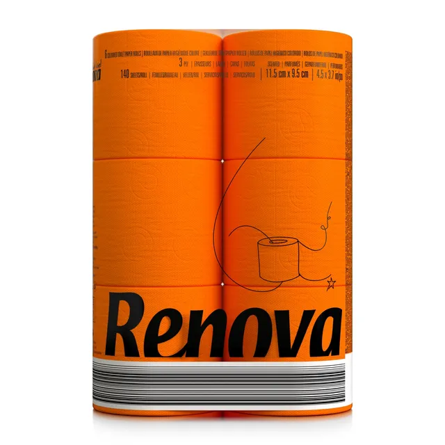 Renova Toilet Paper Orange Regular 6 200064519 Toilettenpapier, 1 Rolle