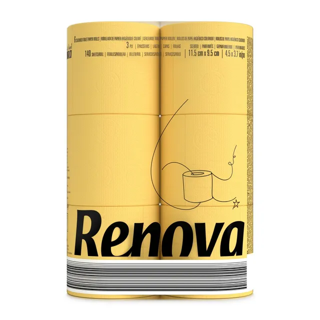 Renova Toilet Paper Yellow Toilettenpapier 6 Rollen, duftend