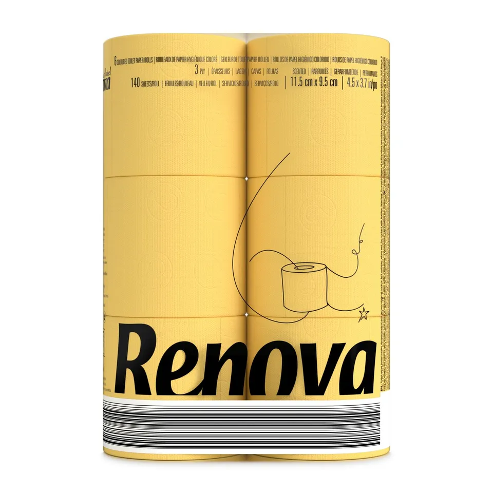 Renova Toilet Paper Yellow Toilettenpapier 6 Rollen, duftend