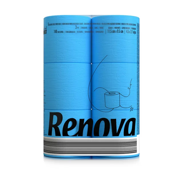 Renova Blue Toilettenpapier 6 Rollen, blau und 3-lagig