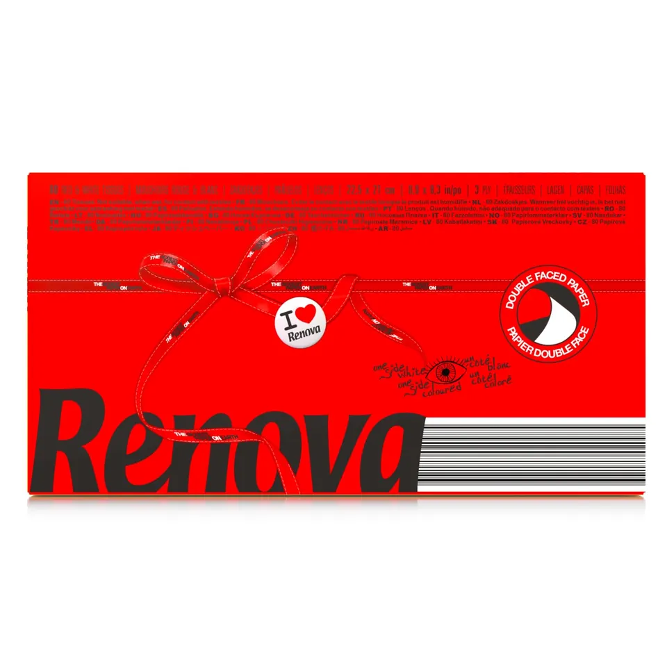 Renova Tissues RED Facial Kosmetiktücher 80 Stück rot 3-lagig