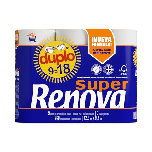 Renova Toilet Paper SUPER DOUBLE Toilettenpapier 9 Rollen 260 Blatt