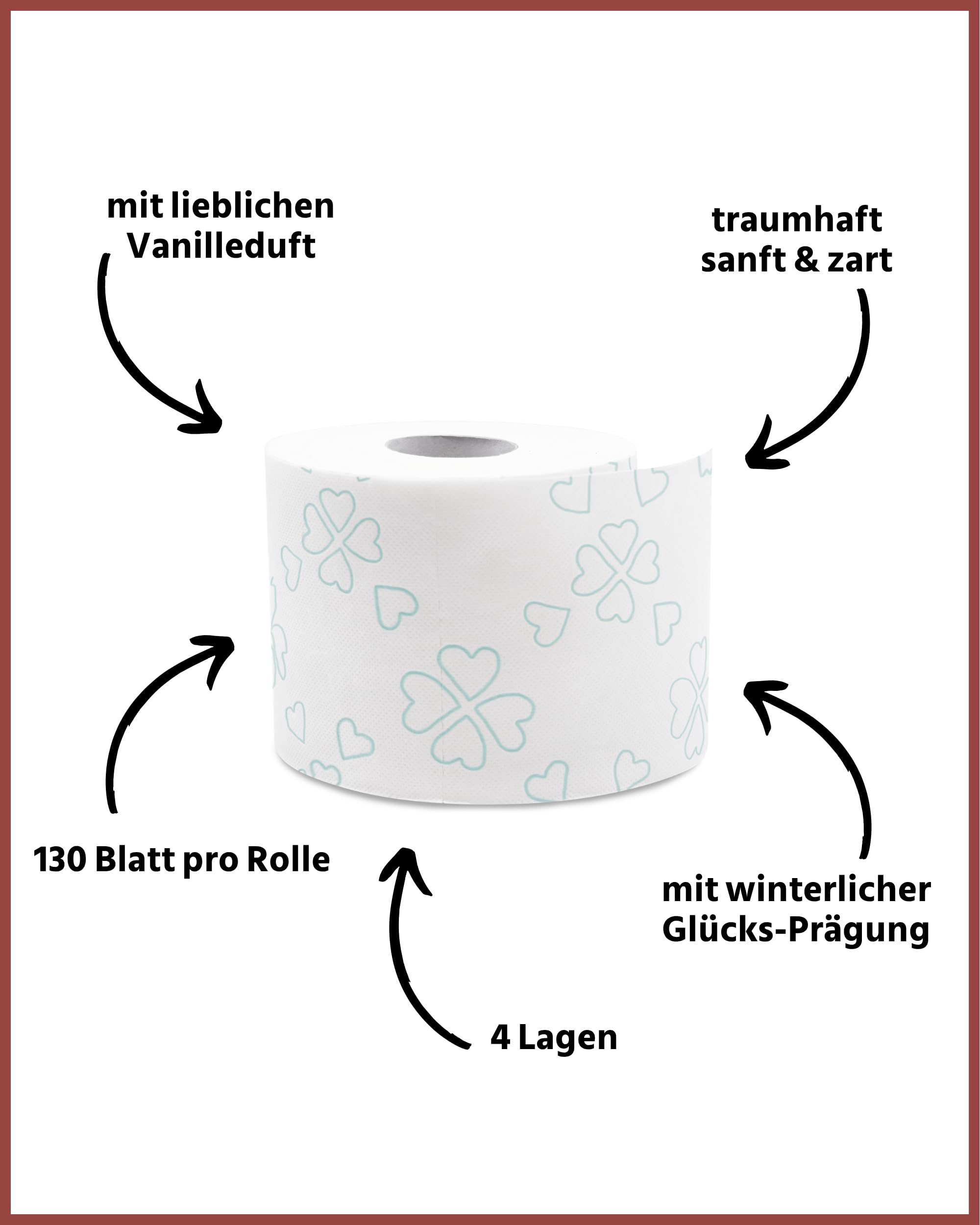 Glücksblatt Toilettenpapier samtweich, 56 Rollen mit Vanilleduft