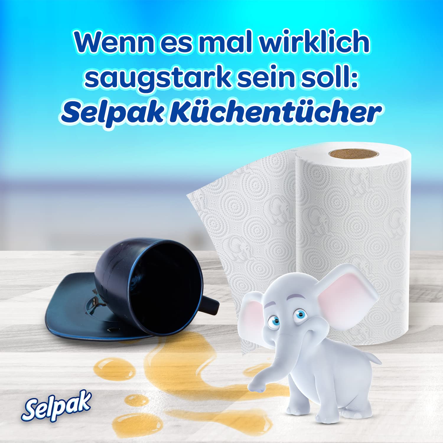 Selpak Paper Towels Küchenpapier, 48 Rollen à 75 Blatt, 3-lagig