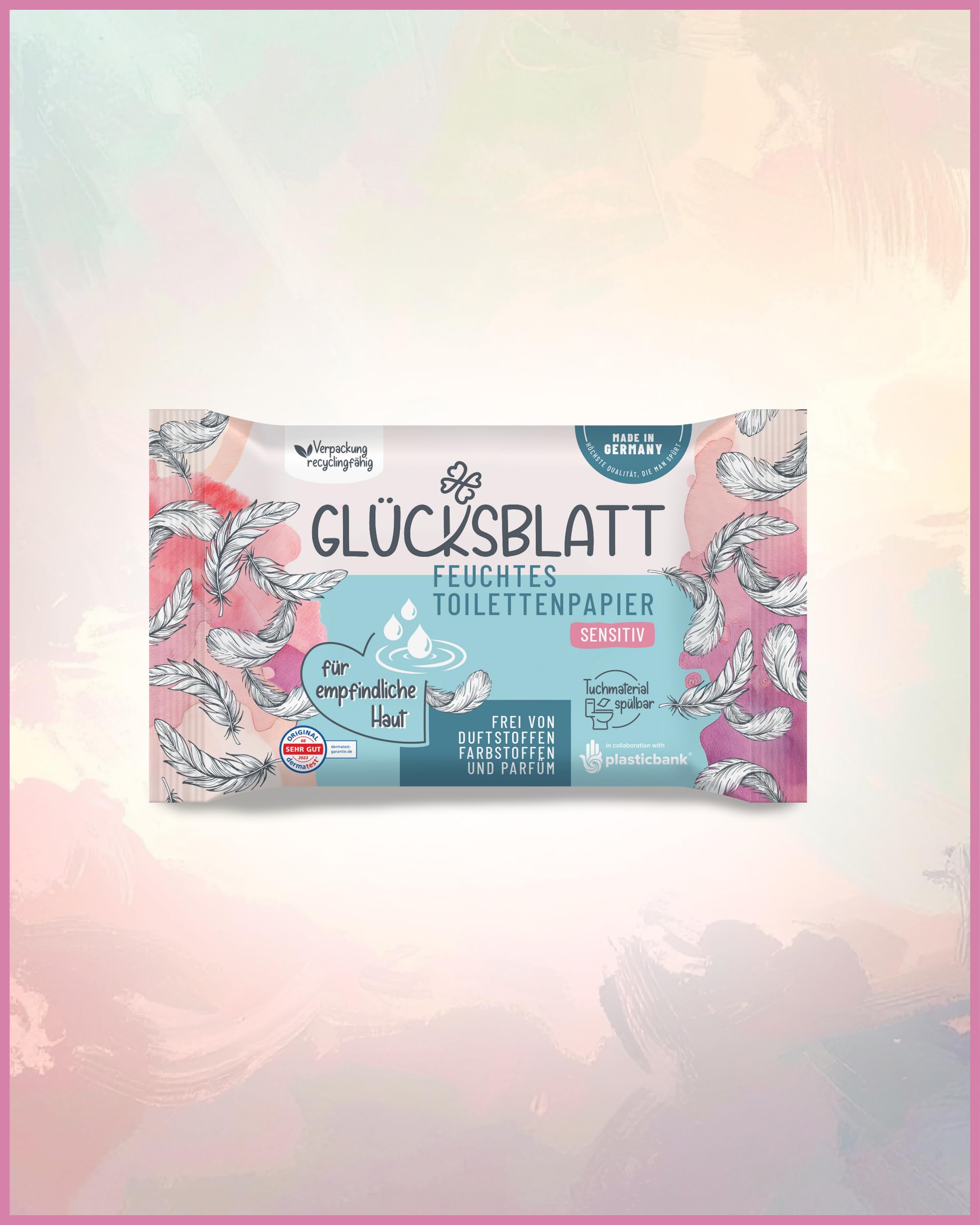 Glücksblatt Tücher feuchtes Toilettenpapier Sensitiv 12 x 42 Tücher, parfümfrei