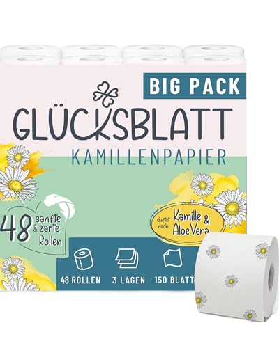 Glücksblatt Kamille Toilettenpapier 48 Rollen, 3-lagig mit Duft