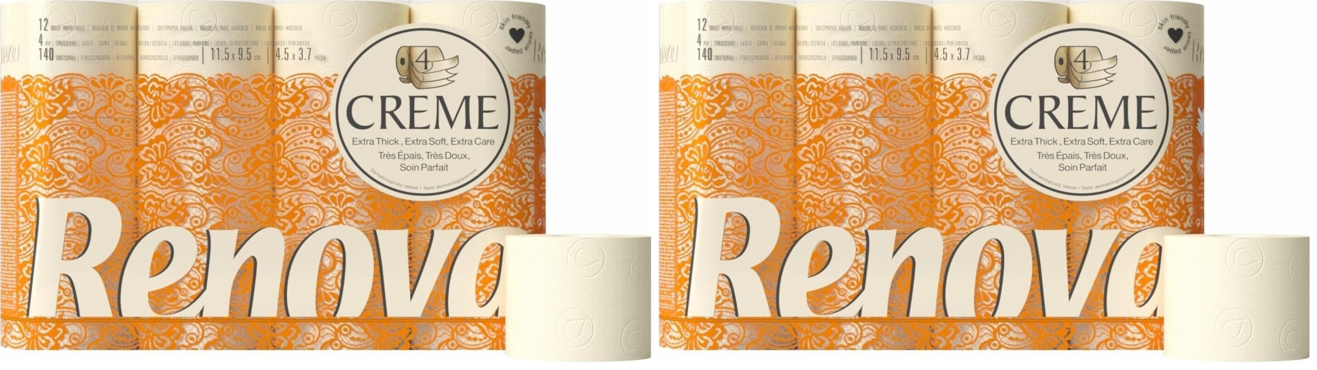 Renova Toilet Paper Toilettenpapier 4 lagig Creme parfümiert 12 Rollen