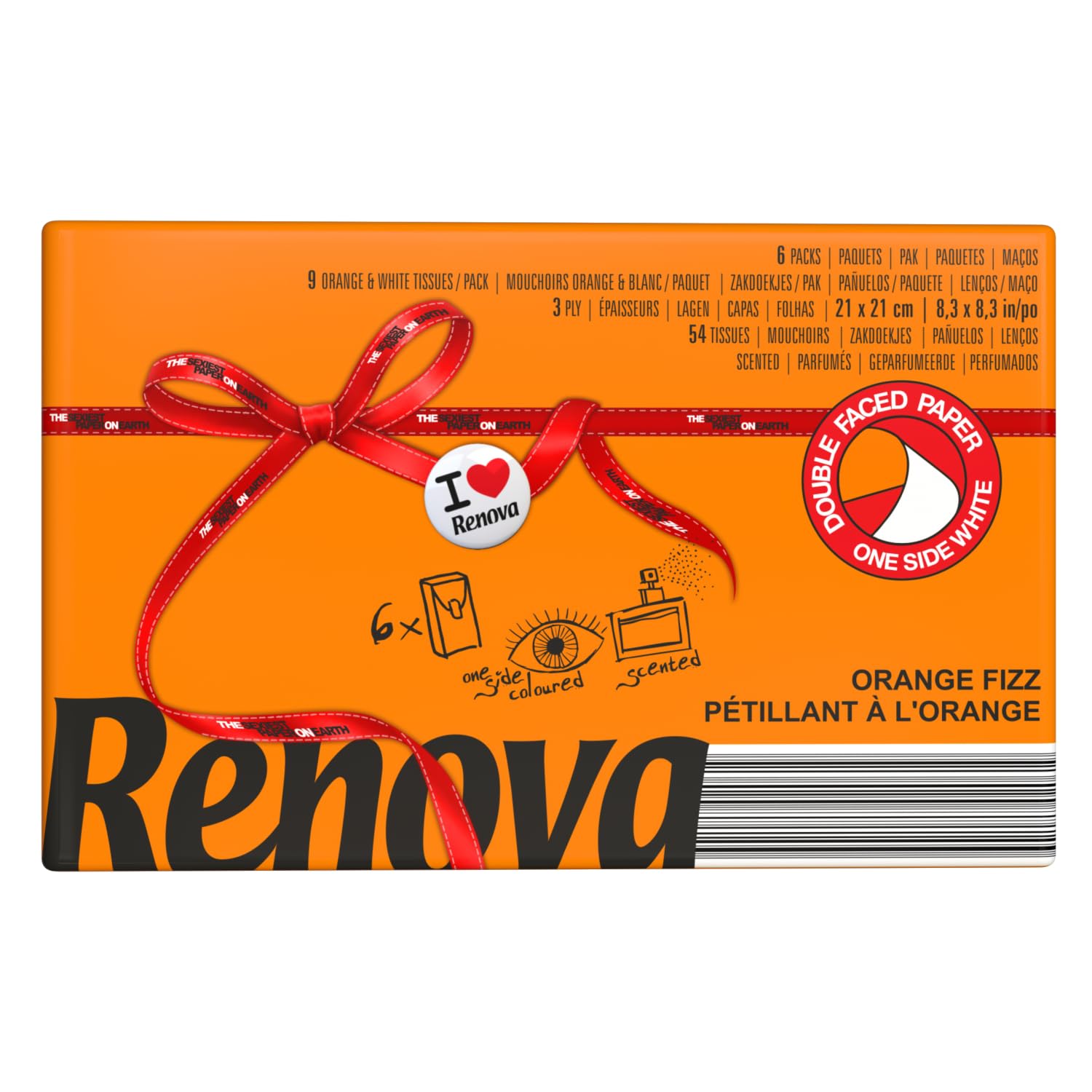 Renova Tissues ORANGE FIZZ Taschentücher, 6 Packungen, Orangenduft