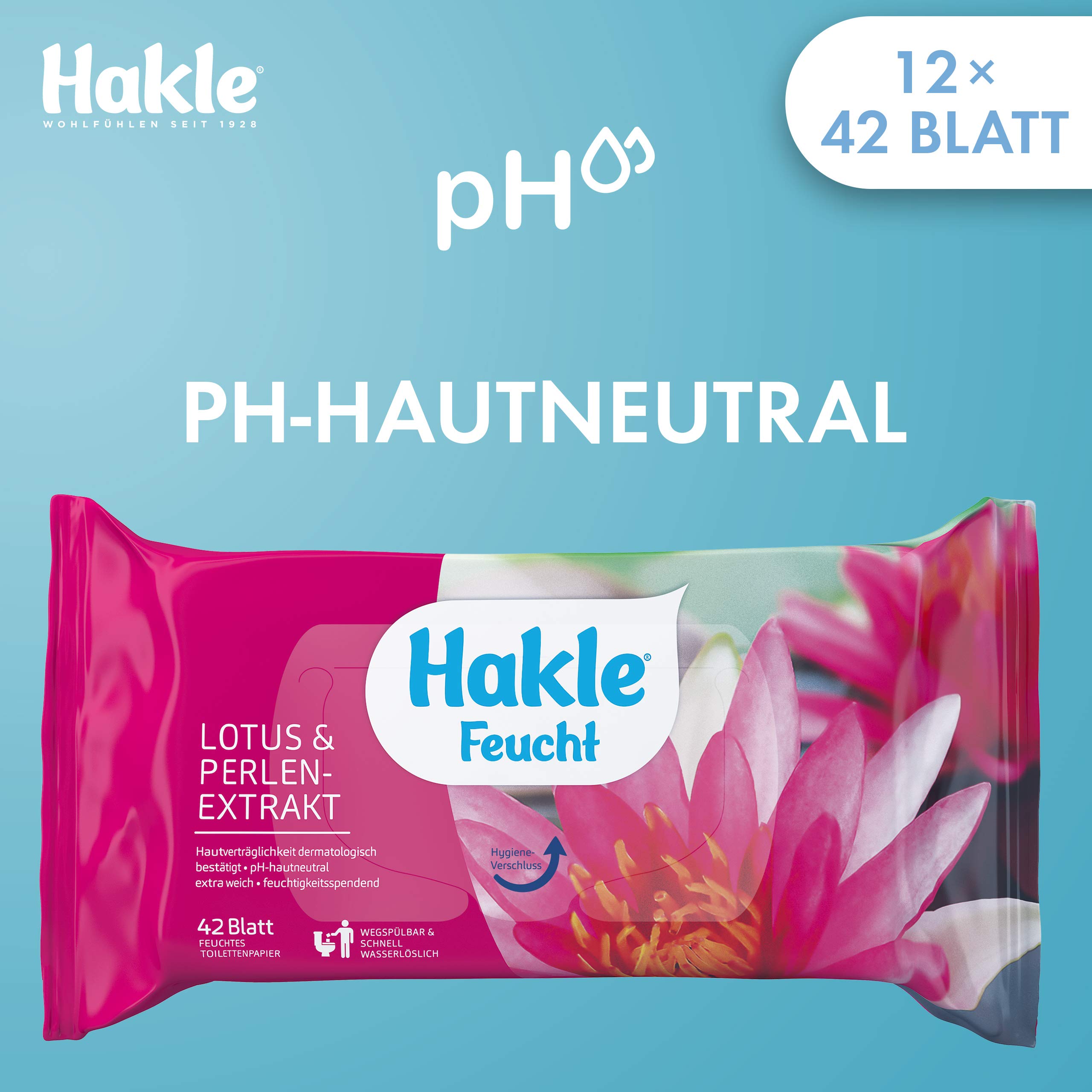 Hakle Feucht Lotus & Perlenextrakt feuchtes Toilettenpapier 12 Packungen