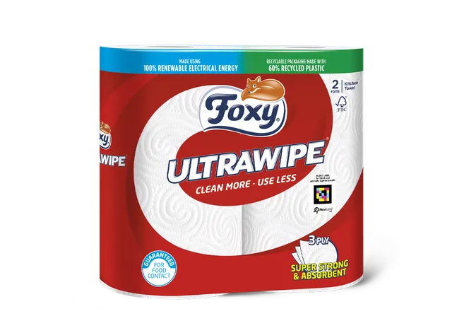 Foxy Ultrawipe Küchentücher 2 Rollen, 3-lagig und extra saugfähig
