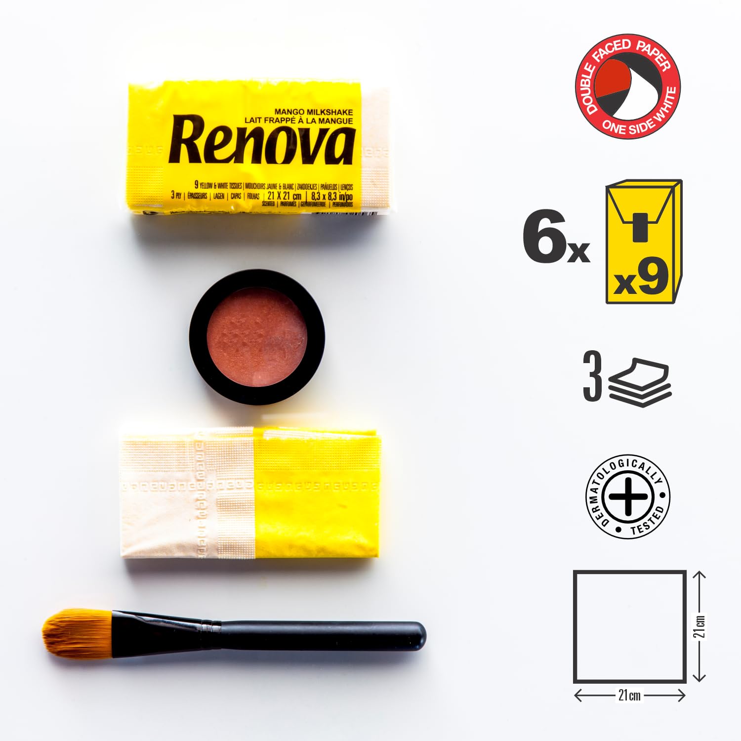Renova Tissues Red Label MANGO Taschentücher 12 Stück 1er Pack Mango-Duft