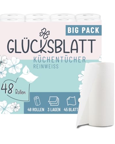 Glücksblatt Küchentücher 48 Rollen, 3-lagig, ohne Duft- und Farbstoffe