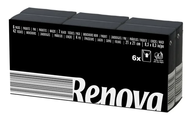 Renova Tissues Compact schwarze Taschentücher 6 Päckchen