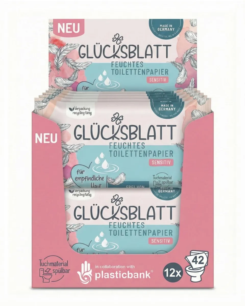 Glücksblatt Tücher feuchtes Toilettenpapier Sensitiv 12 x 42 Tücher, parfümfrei