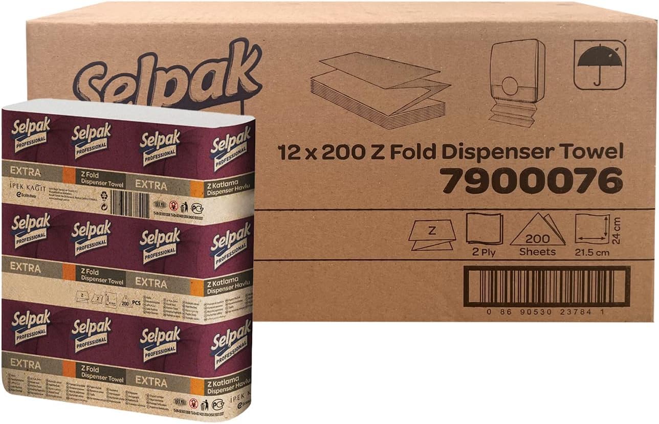 Selpak Professionelle Z-Falz-Papierhandtücher 2400 Stück, weiß, 2-lagig