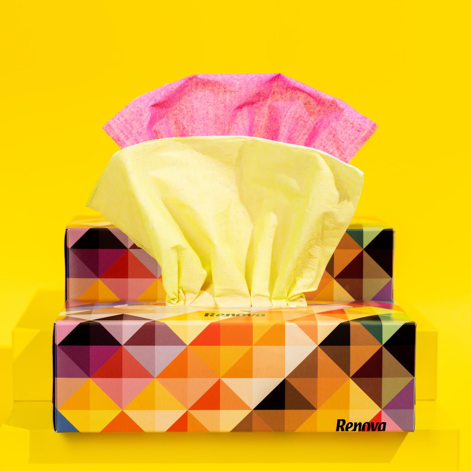 Renova Tissues TWO COLOUR Facial Taschentücher 80 Stück, zweifarbig