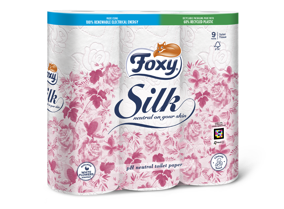 Foxy Silk Toilettenpapier, extra weich mit Blumenduft