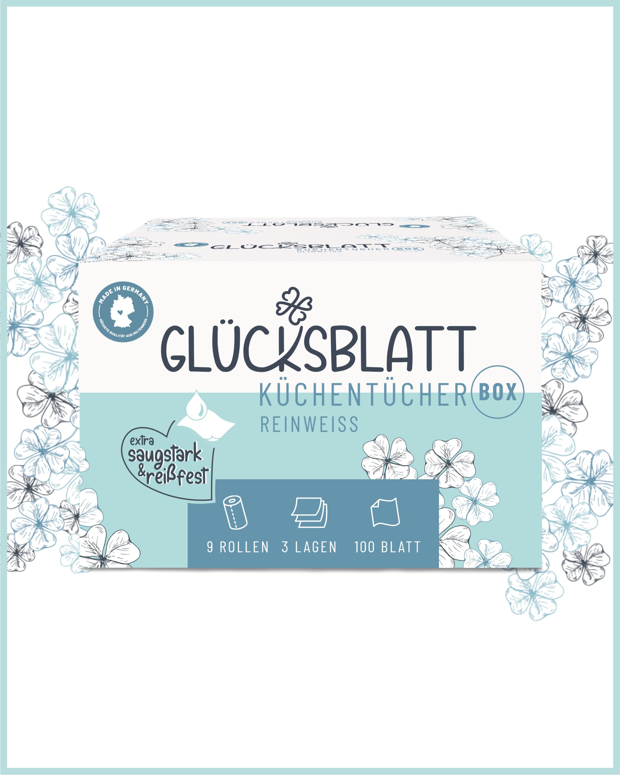 Glücksblatt Küchentücher Küchentücher 9 Rollen 100 Blatt 3-lagig