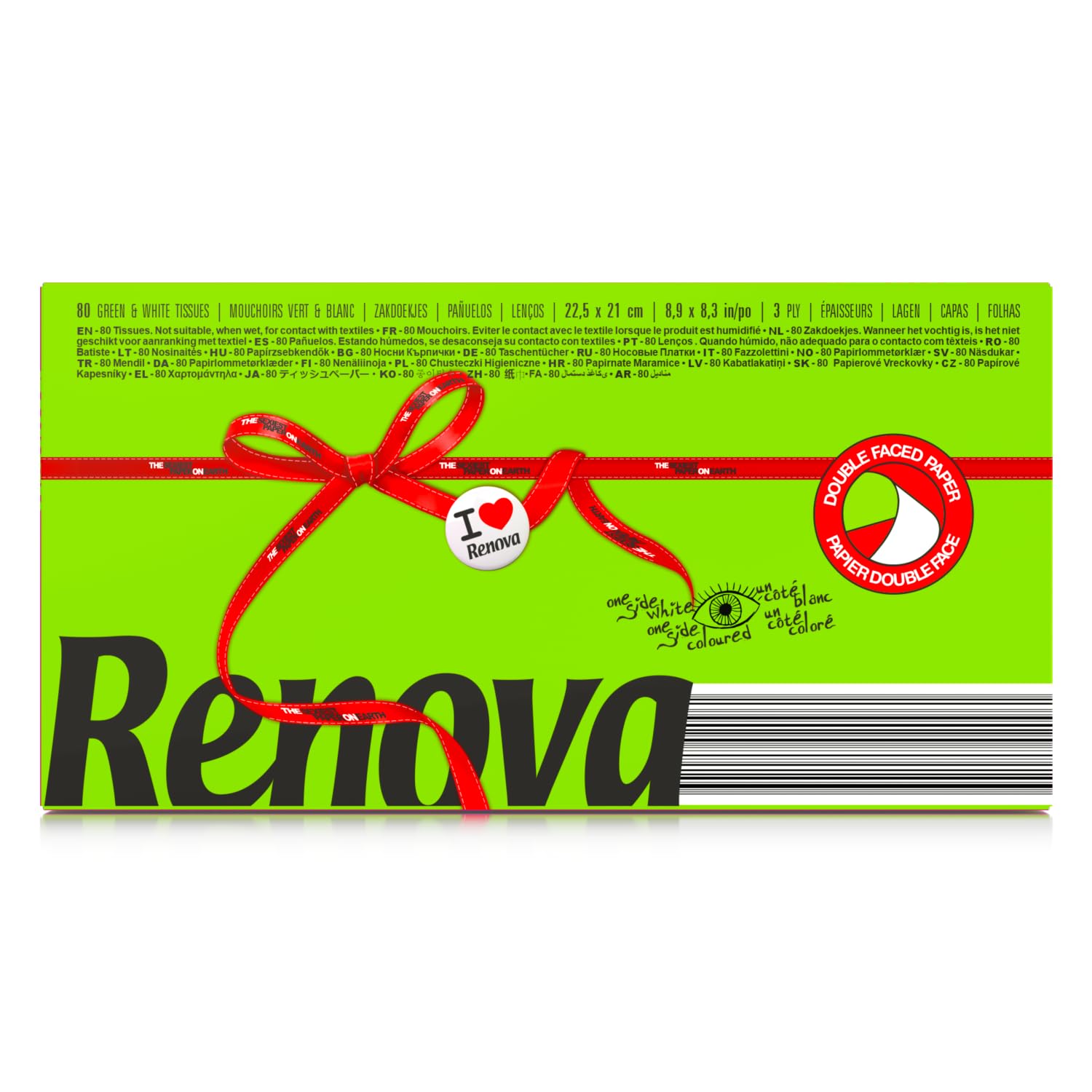 Renova Tissues GREEN Facial Kosmetiktücher, 80 Stück, 3-lagig