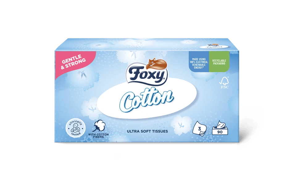 Foxy Cotton Taschentücher, 3-lagig mit Baumwollfasern