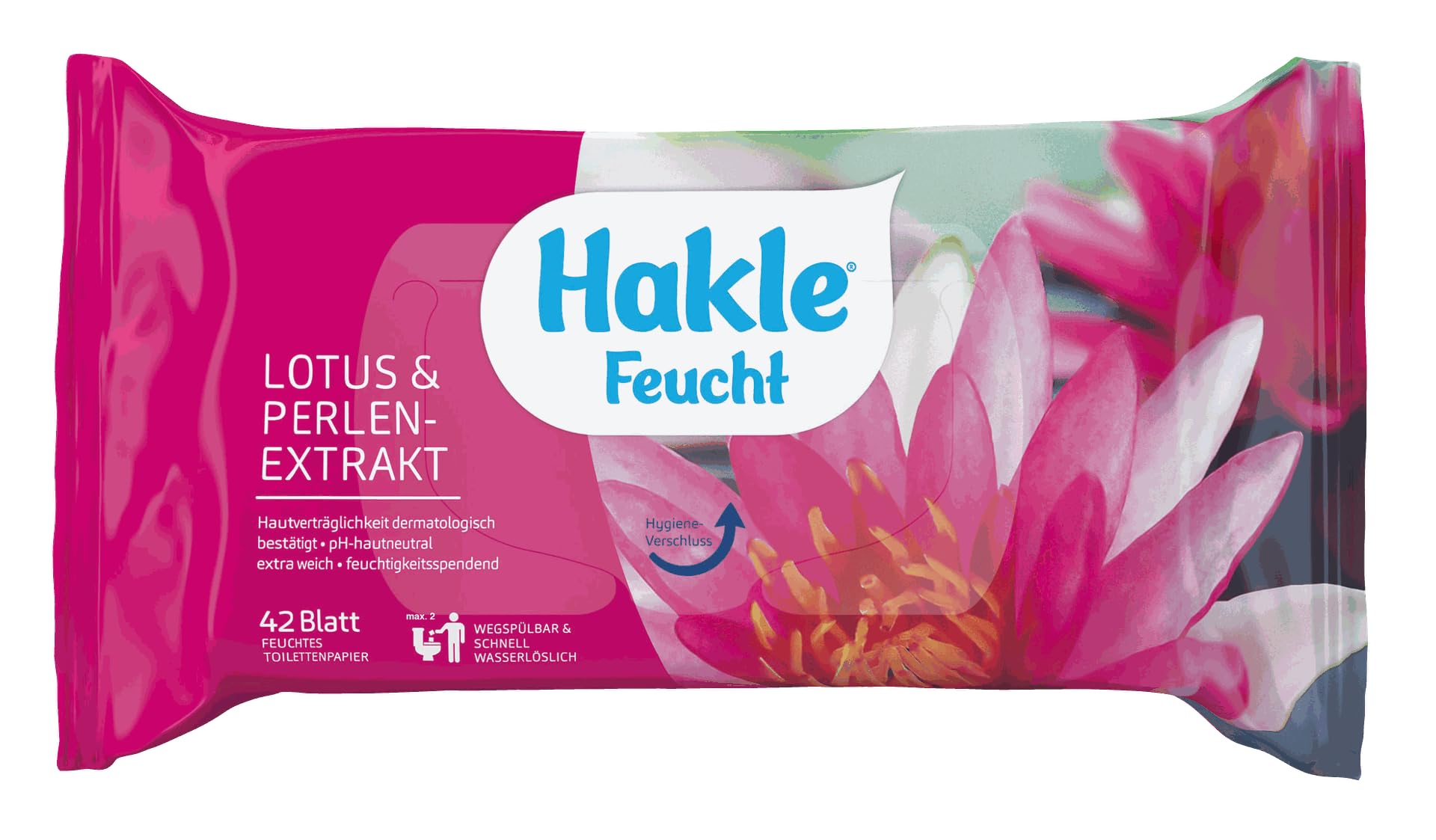 Hakle Feucht Lotus & Perlenextrakt feuchtes Toilettenpapier 12 Packungen
