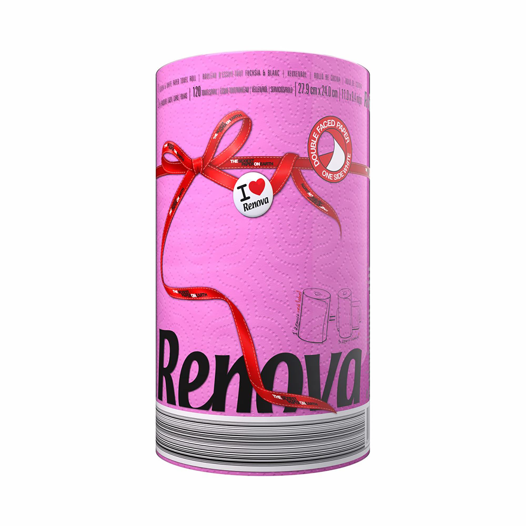 Renova Kitchen Roll Pink Paper Towel 1 Roll, rosa