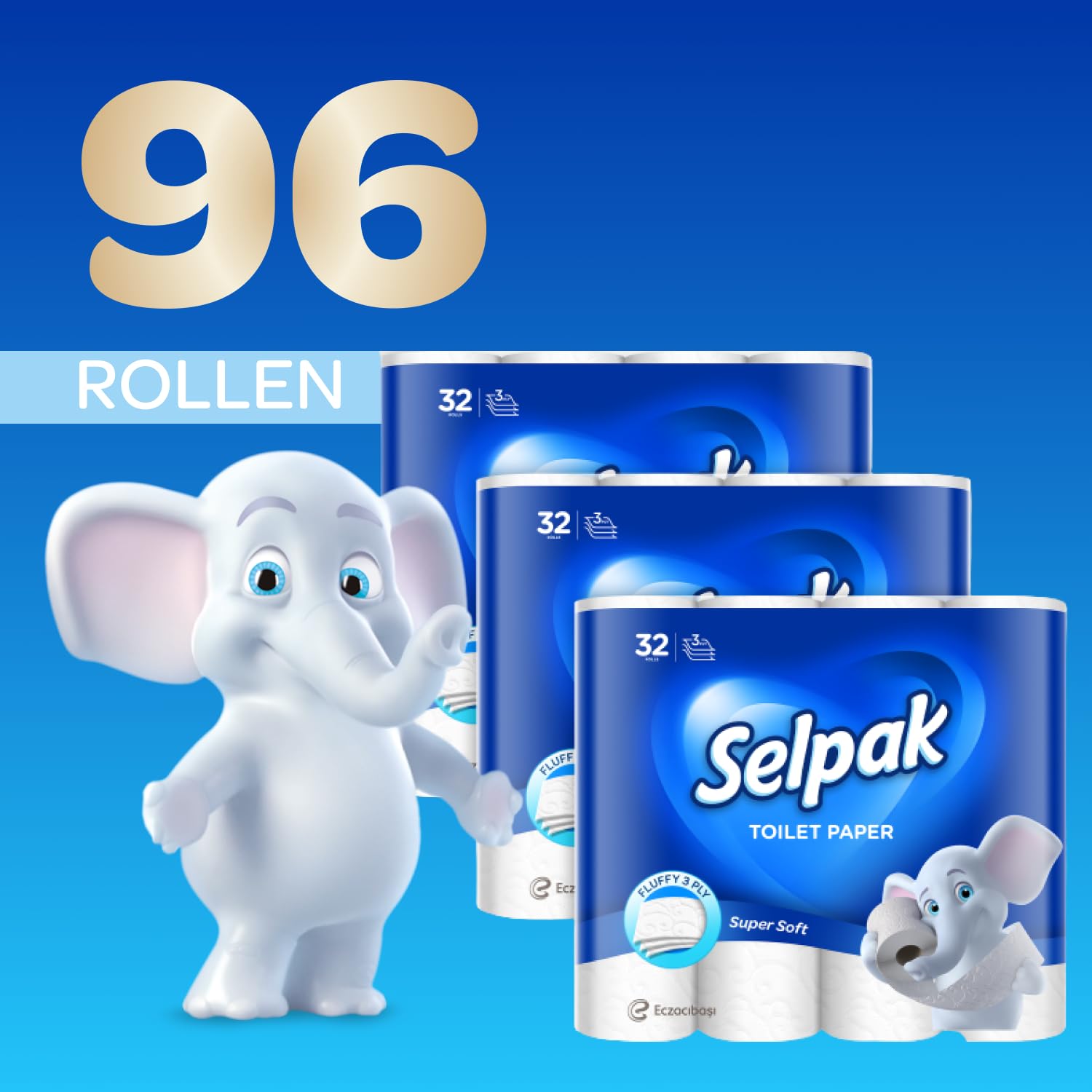 Selpak Toilettenpapier 96 Rollen 3-lagig aus reiner Zellulose