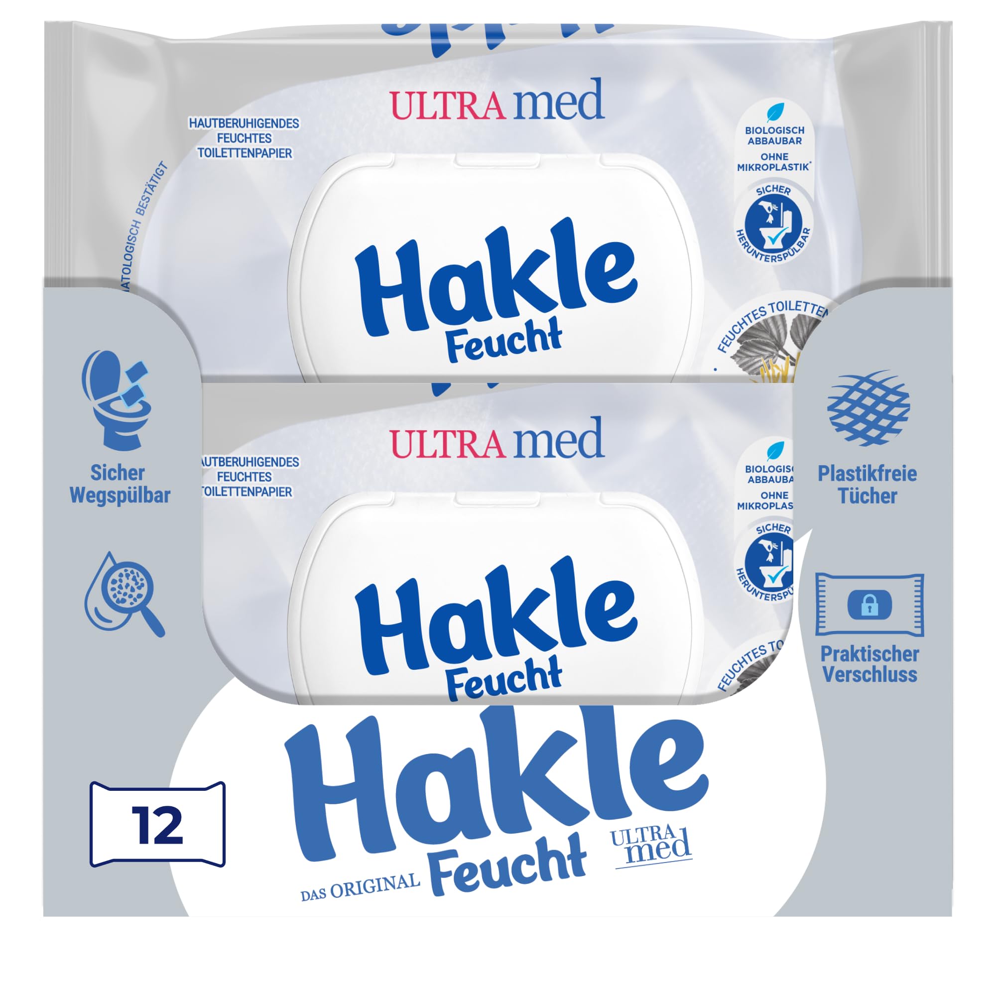 Hakle Feucht ULTRA MED Feuchttücher 12 Packungen mit Panthenol
