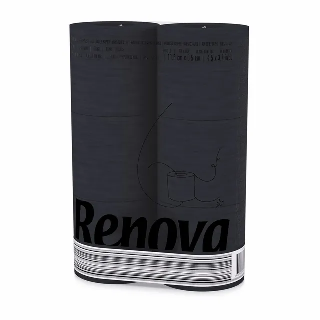 Renova Toilet Paper Black Label Toilettenpapier 6 Rollen, schwarz