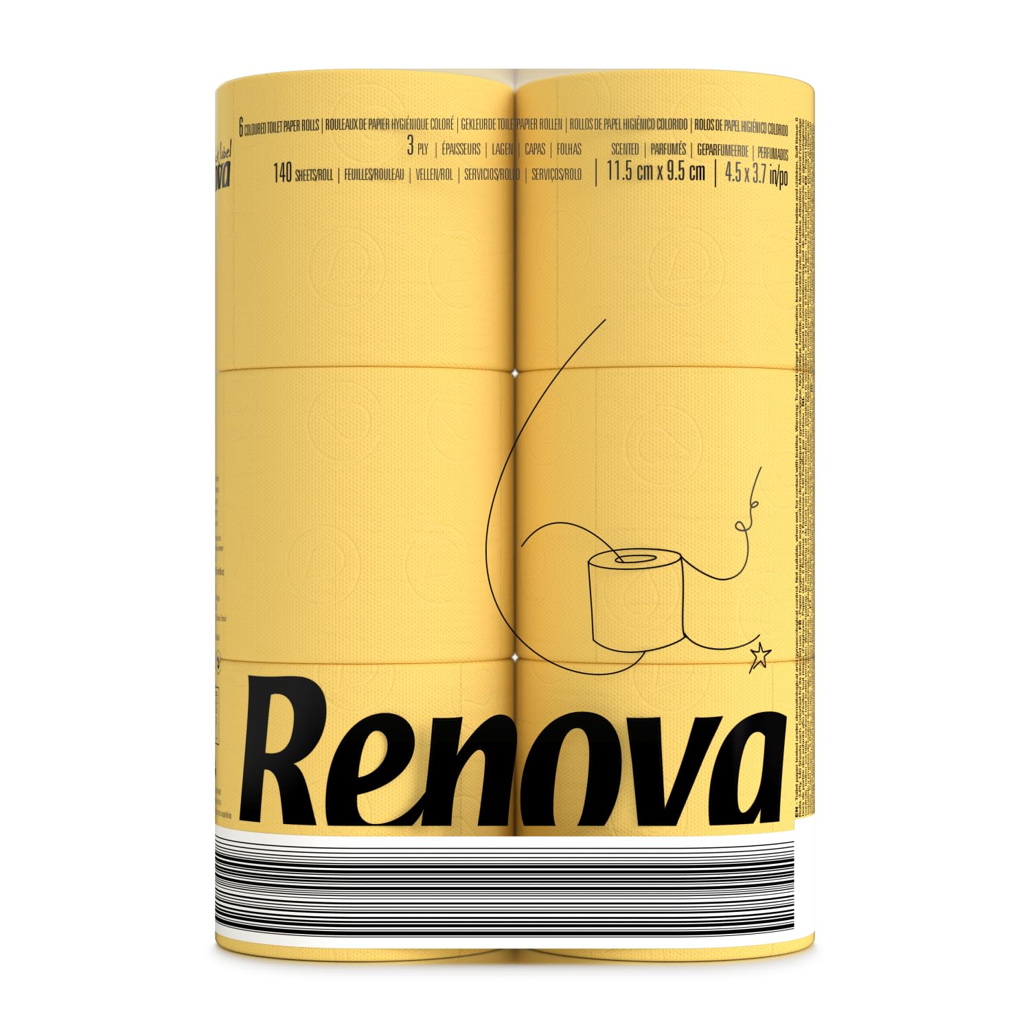 Renova Toilet Paper Yellow Toilettenpapier 6 Rollen, duftend