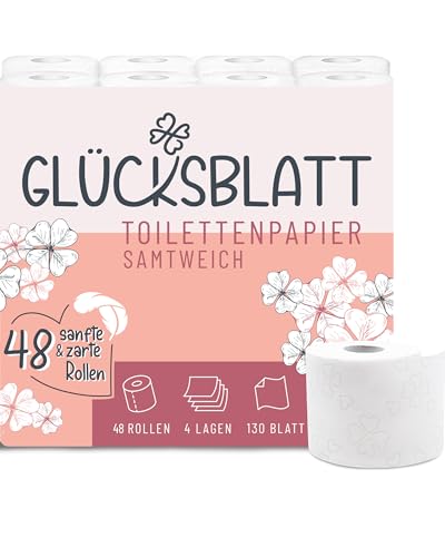 Glücksblatt Toilettenpapier samtweich 4-lagig Klopapier 48 Rollen