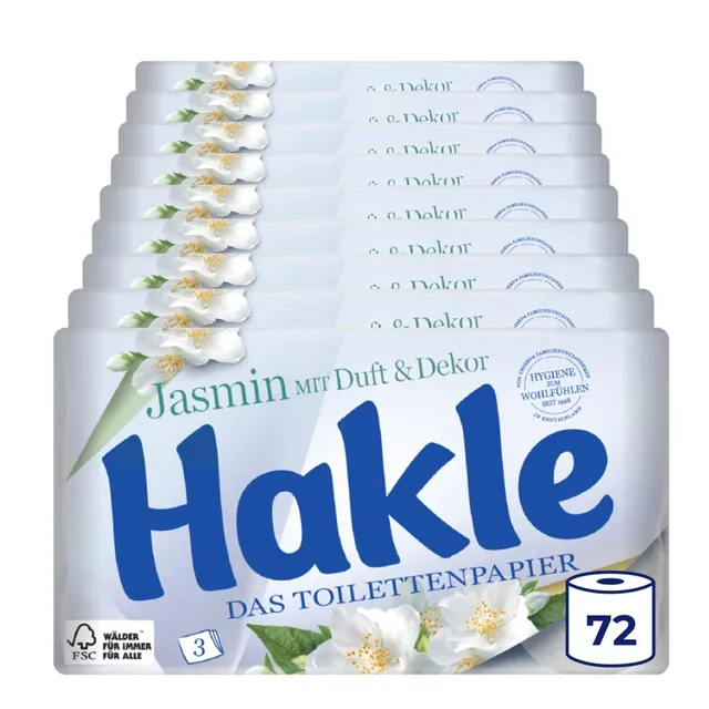 Hakle Jasmin Jasminduft & Dekor Toilettenpapier 72 Rollen, 3-lagig