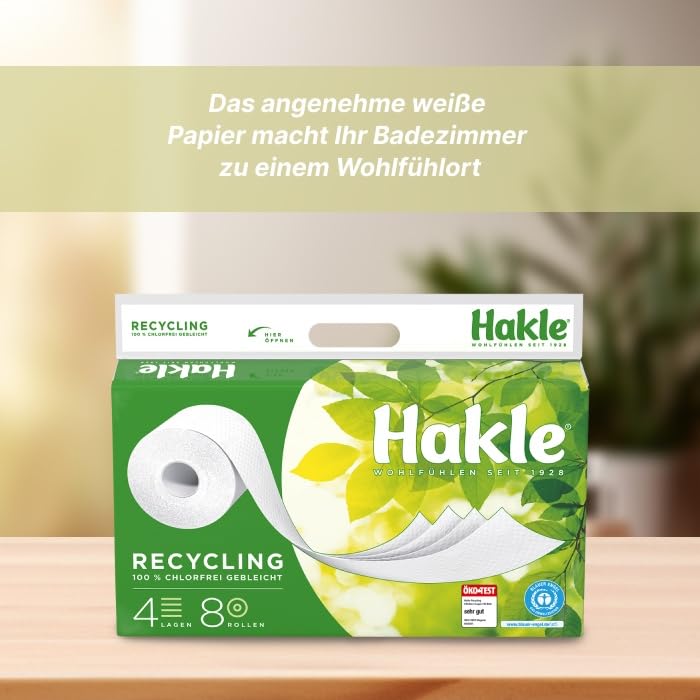 Hakle Recycling Toilettenpapier 80 Rollen 4-lagig Altpapier