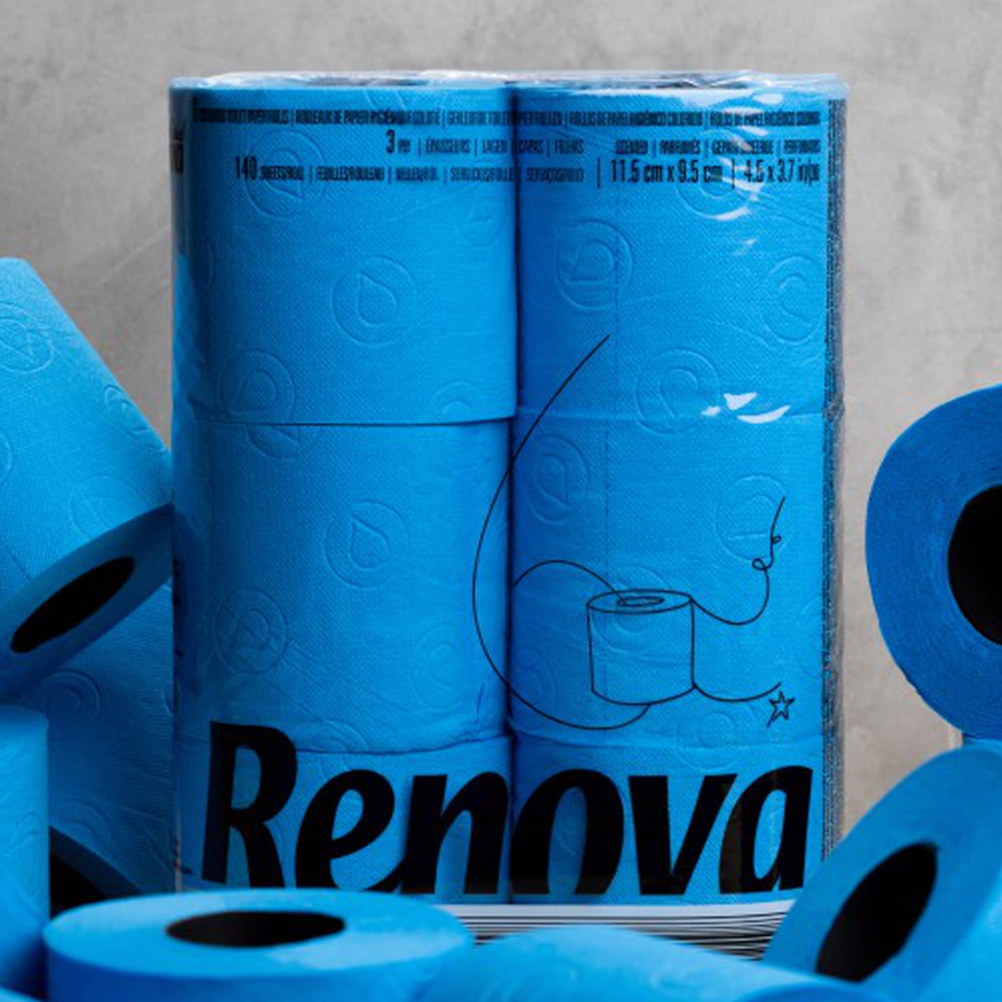 Renova Blue Toilettenpapier 6 Rollen, blau und 3-lagig
