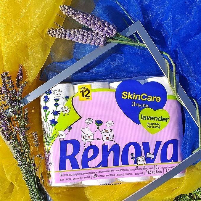 Renova Toilet Paper SKINCARE LAVENDER Toilettenpapier 12 Rollen, weiß, Lavendelduft