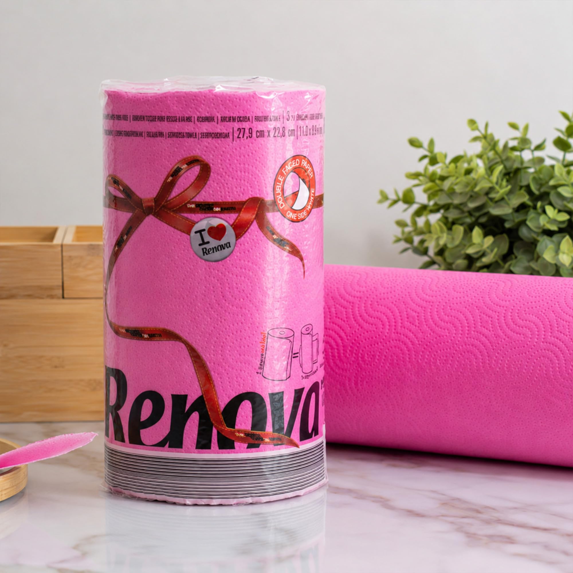 Renova Kitchen Roll Pink Paper Towel 1 Roll, rosa