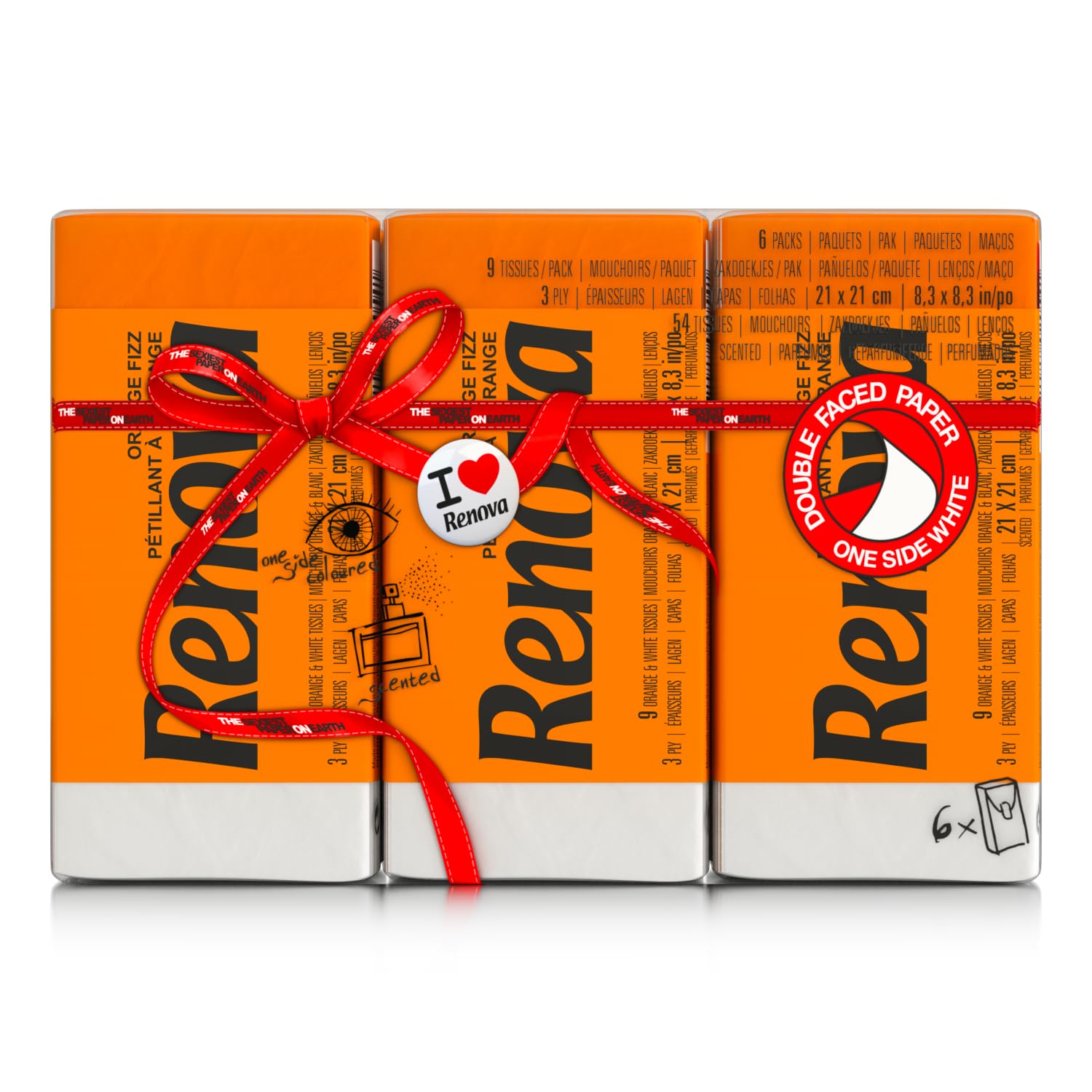 Renova Tissues ORANGE FIZZ Taschentücher, 6 Packungen, Orangenduft