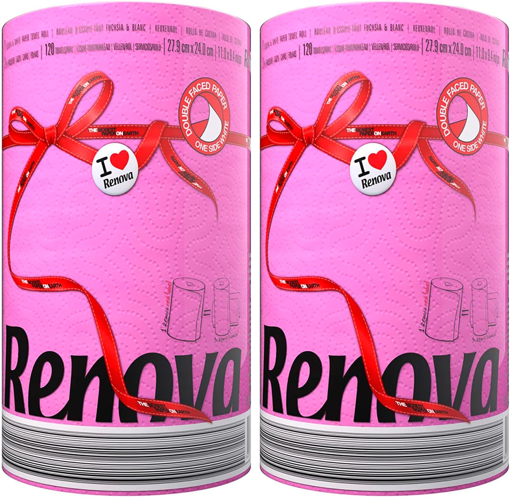 Renova Kitchen Roll Pink Paper Towel 1 Roll, rosa