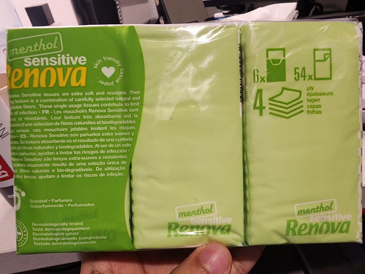Renova Tissues SENSITIVE MENTHOL Pocket Tissues 6 Packs, weiß