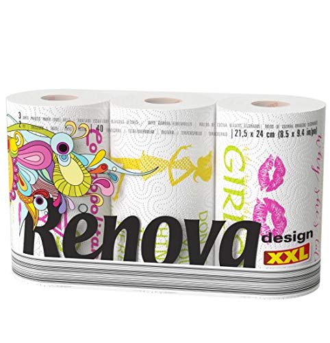 Renova Kitchen Roll Design Paper Kitchen Towels Küchenpapier XXL, 3 Rollen