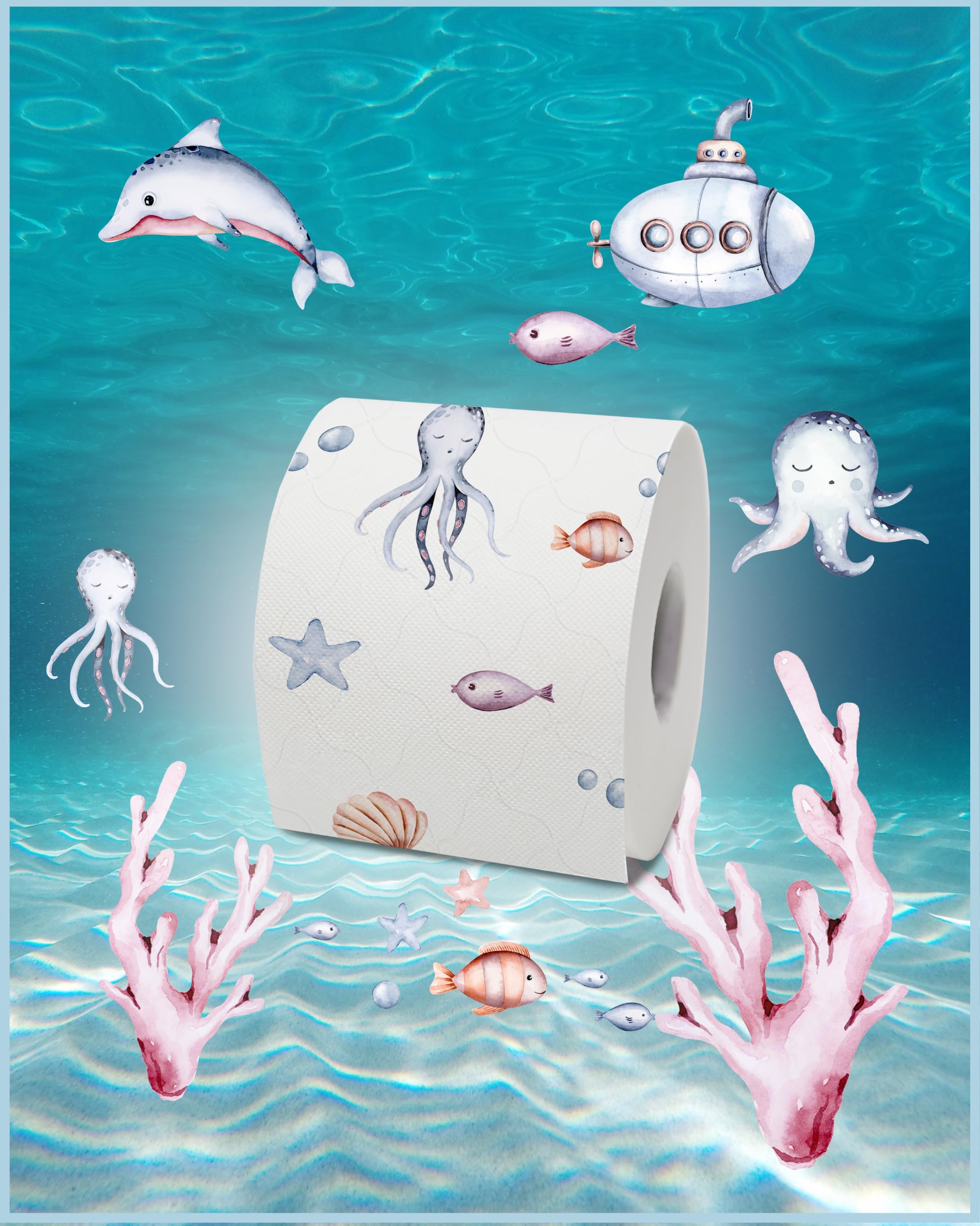 Glücksblatt Toilettenpapier mit bunten Druckmotiven, 48 Rollen, 3-lagig
