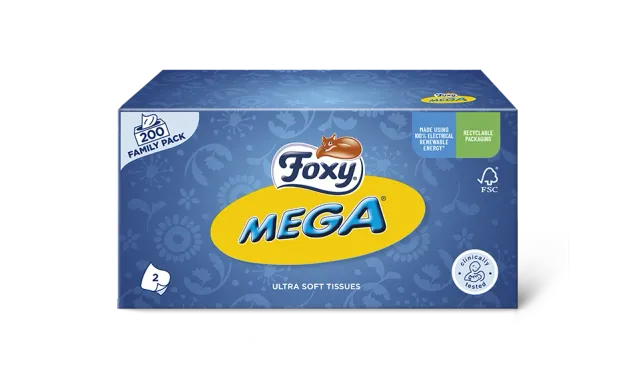 Foxy Mega Gesichtstücher, 200 Stück, Familienpackung