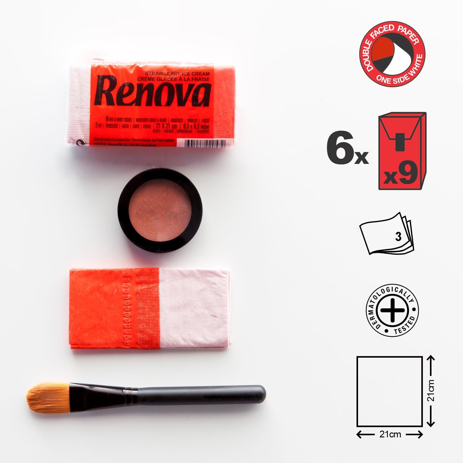 Renova Strawberry Ice Cream Taschentücher 6 Packungen mit Erdbeerduft