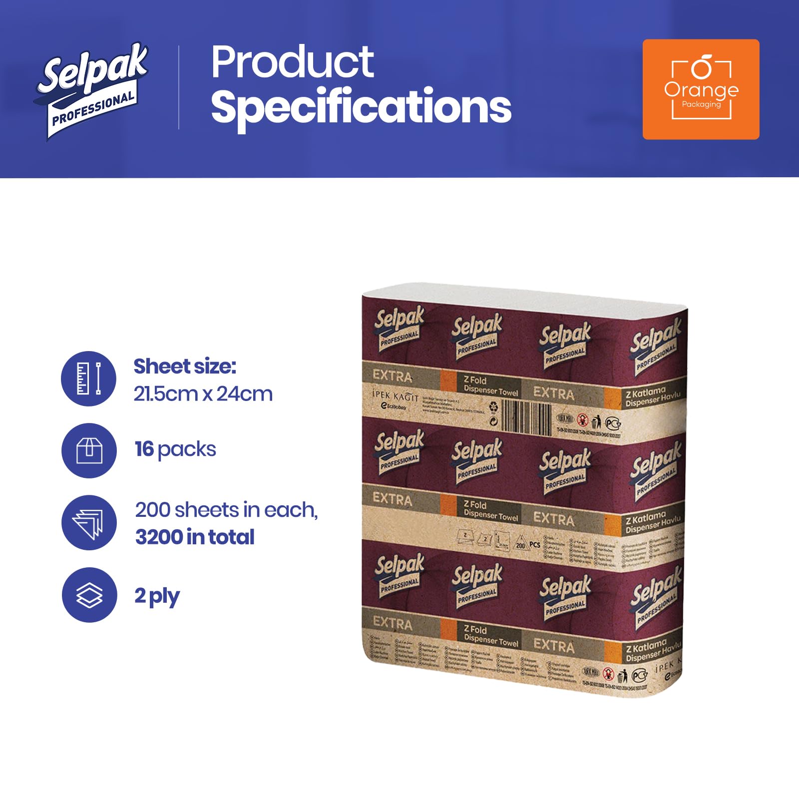 Selpak Paper Towels Professionelle Papierhandtücher 16 Packungen Z-Falz