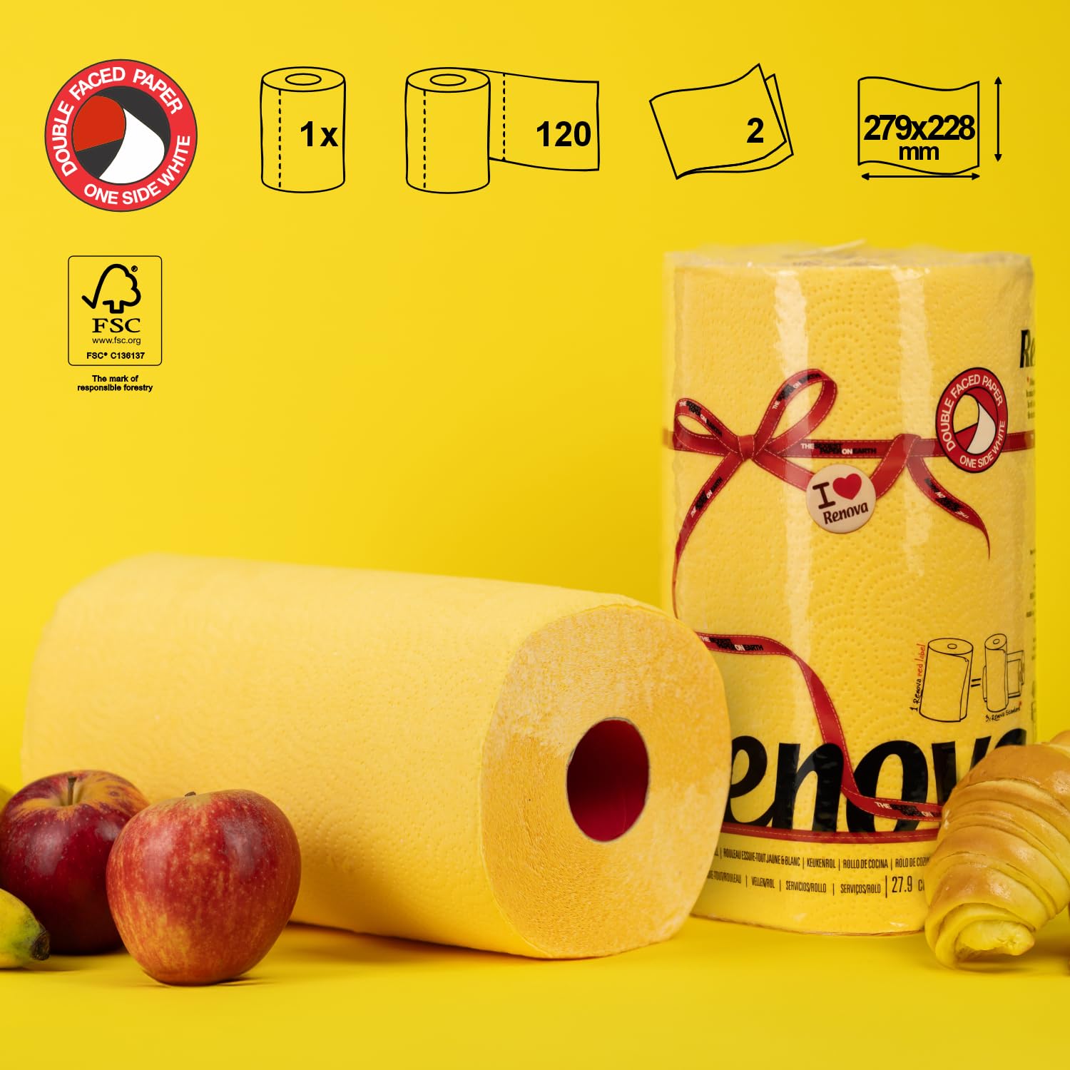 Renova Kitchen Roll YELLOW Paper Towel Küchenrolle 2 Stück gelb