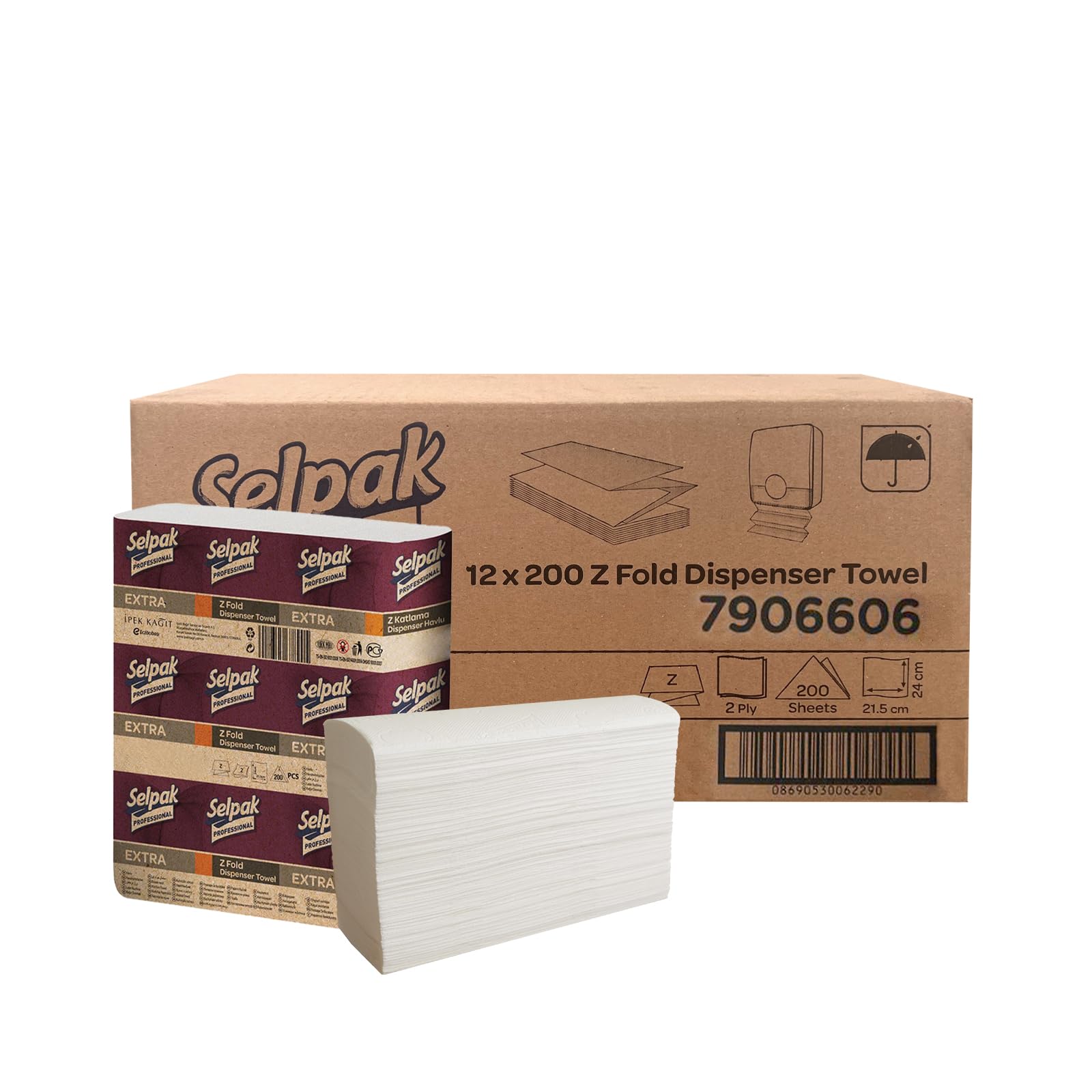 Selpak Professionelle Z-Falz-Papierhandtücher 2400 Stück, weiß, 2-lagig