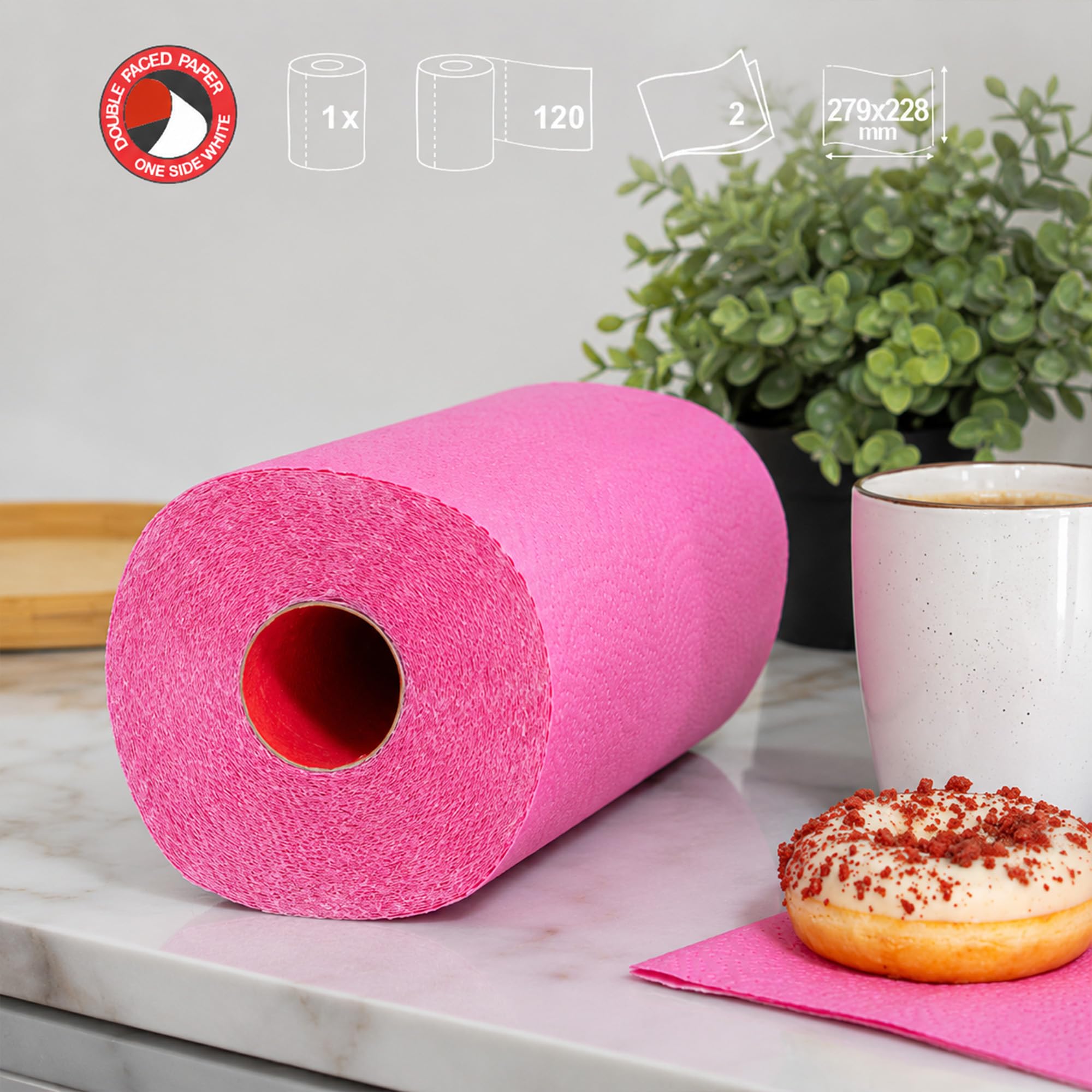 Renova Kitchen Roll Pink Paper Towel 1 Roll, rosa