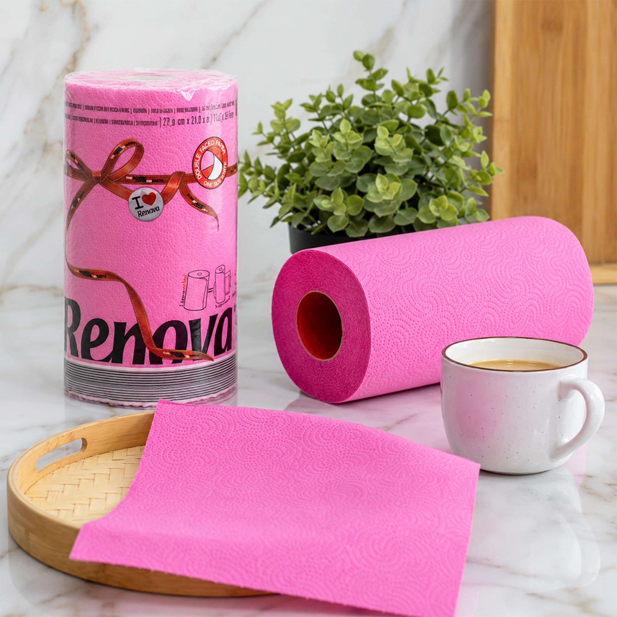 Renova Kitchen Roll Pink Paper Towel 1 Roll, rosa