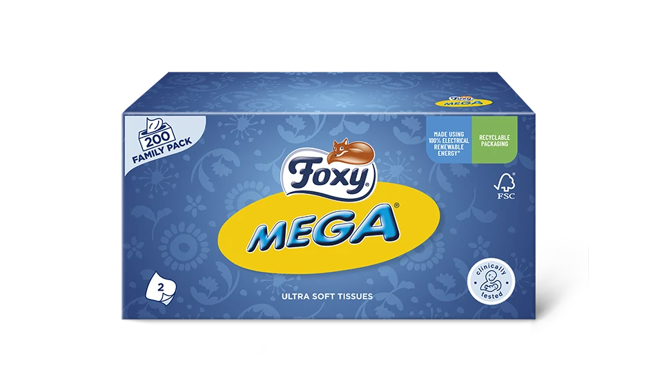 Foxy Mega Gesichtstücher, 200 Stück, Familienpackung