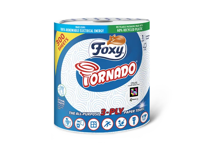 Foxy Tornado Küchentücher 1 Rolle, 3-lagig und 300 Blatt